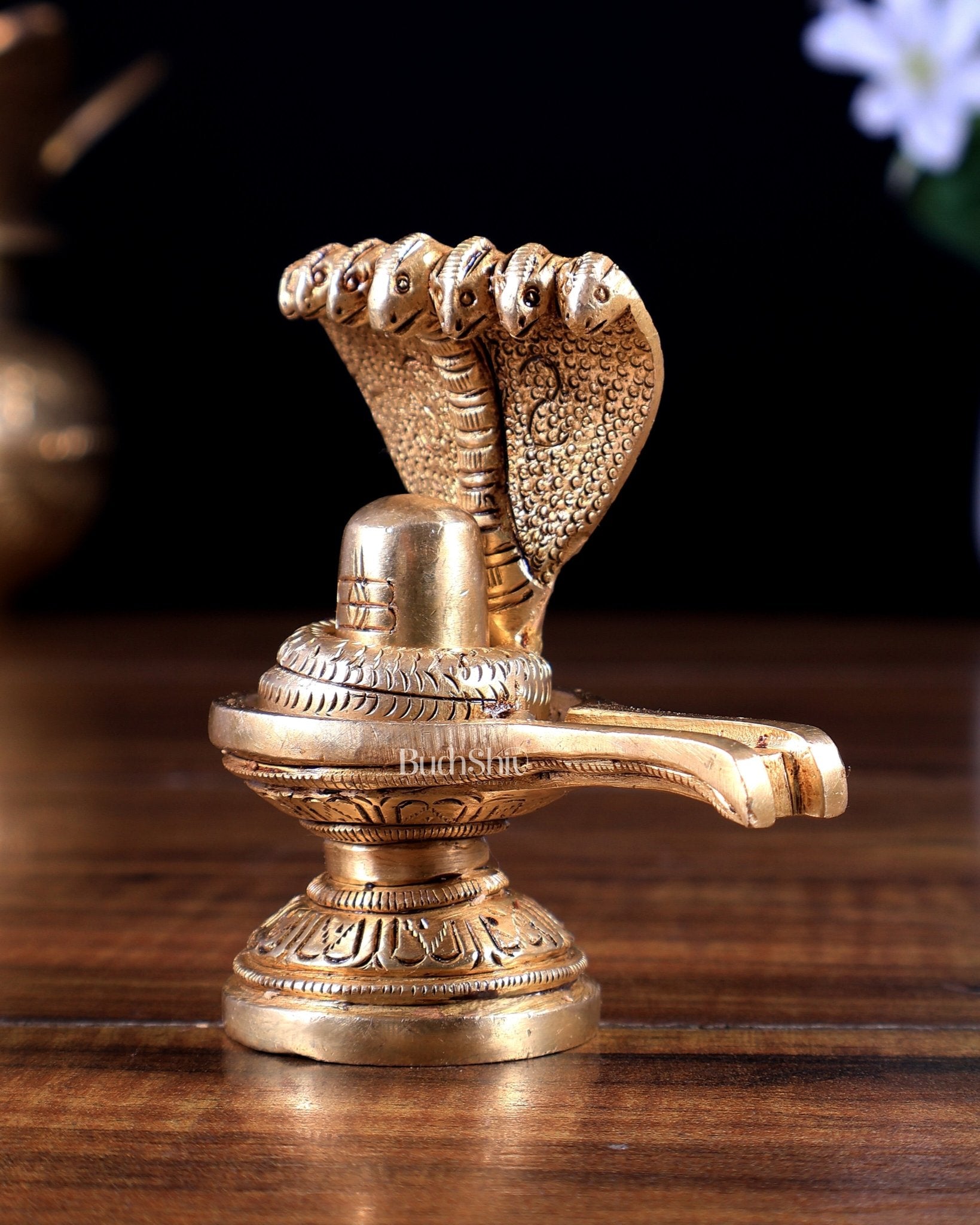Brass Shiva lingam 4" - Budhshiv.com