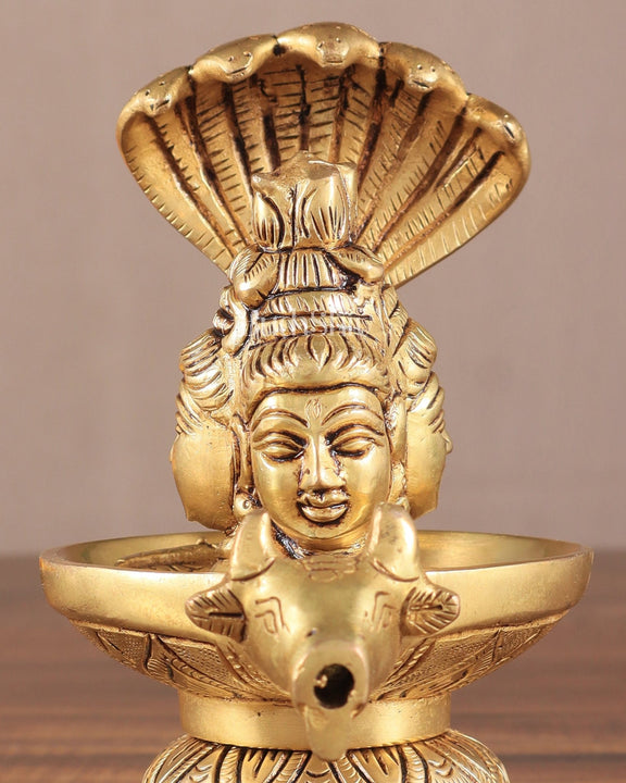 Brass Shiva Lingam with Shiva Faces | 5.5" Height | Spiritual Fusion - Budhshiv.com
