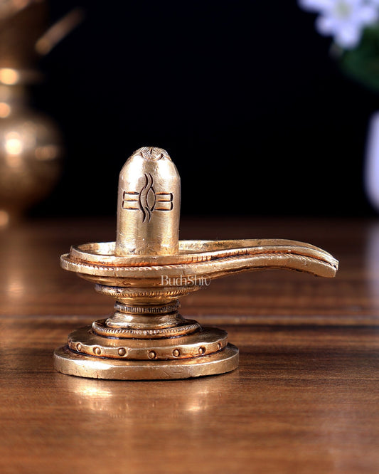 Brass Shiva Lingam (Without Nag) – Daily Pooja Idol small - Budhshiv.com