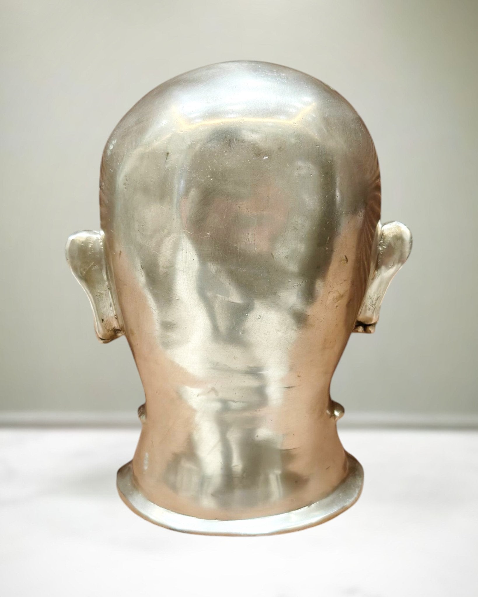 Brass Shiva Mukhalingam Face Statue silver plated 10 inch - Budhshiv.com