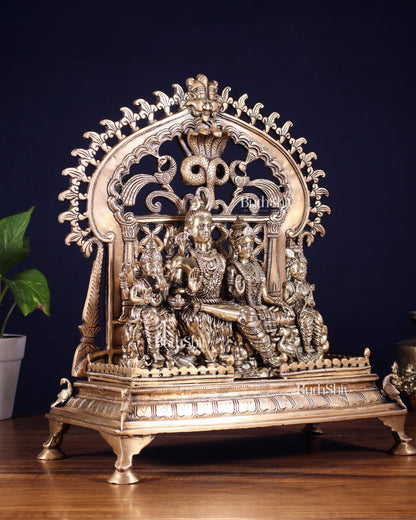 Brass Shiva Parivar with Kirtimukha Singhasan & Prabhavali – Combo Set 13.5 inch - Budhshiv.com