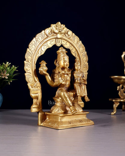 Brass Shiva Parvati Idol with Frame | 10 inch - Budhshiv.com