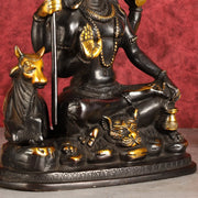 Brass Shiva statue with nandi 9" black antique - Budhshiv.com