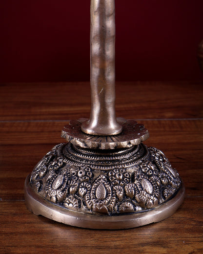 Brass Shiva Trishul Standing with Base – Table Top Spiritual Artefact 11.5 inch - Budhshiv.com