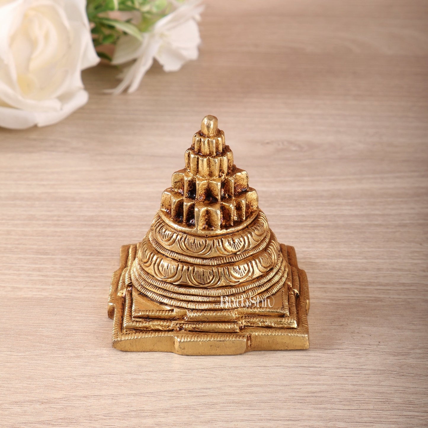 Brass Shri Yantra Meru | Small Shree Yantra 2.3 Inch - Budhshiv.com