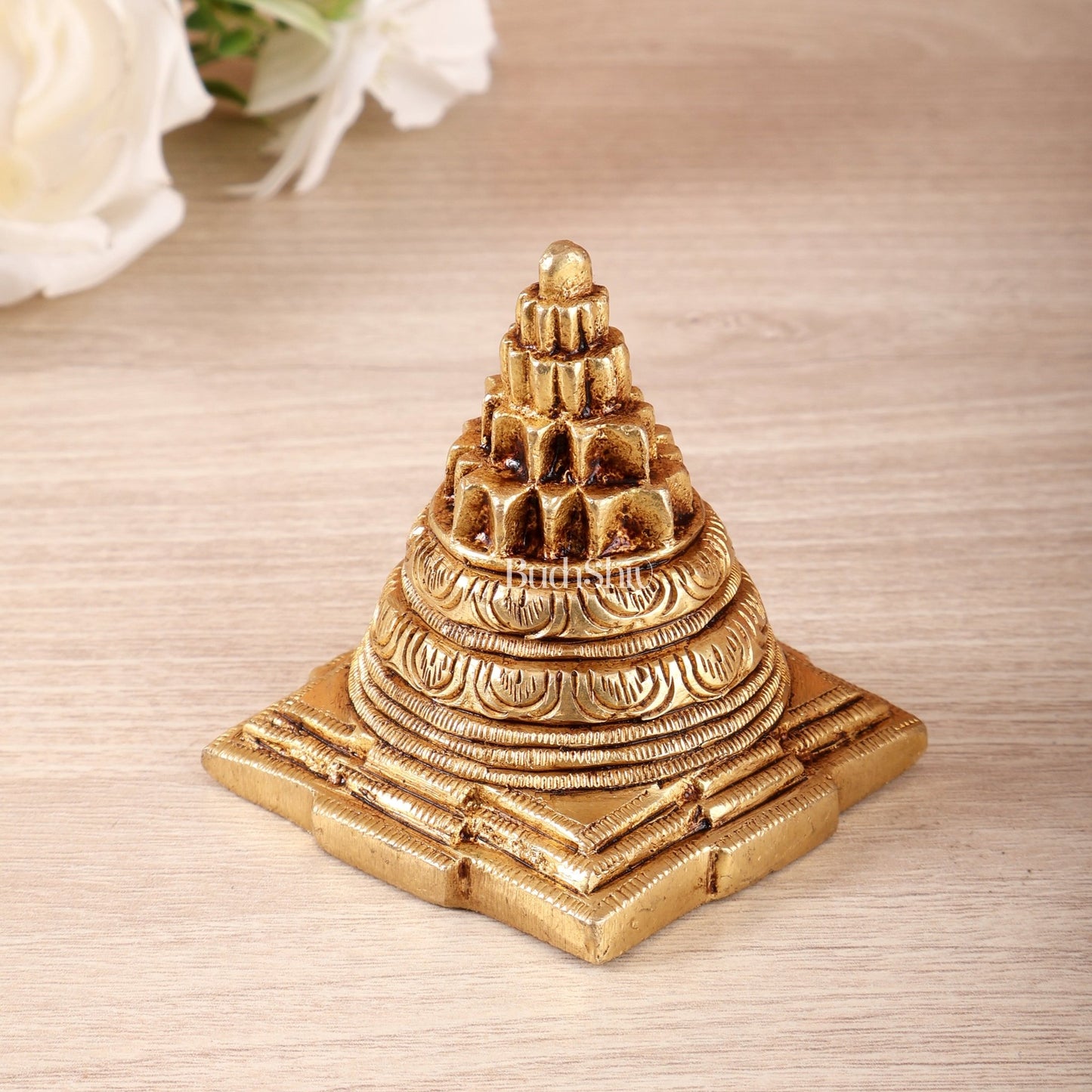 Brass Shri Yantra Meru | Small Shree Yantra 2.3 Inch - Budhshiv.com