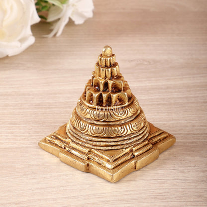 Brass Shri Yantra Meru | Small Shree Yantra 2.3 Inch - Budhshiv.com