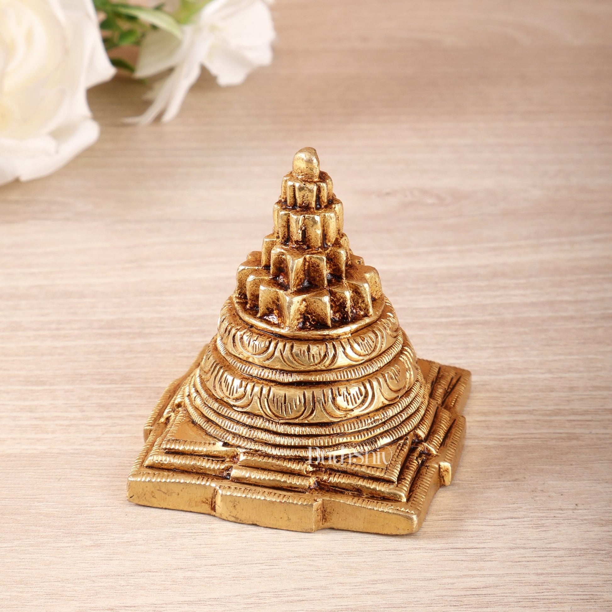 Brass Shri Yantra Meru | Small Shree Yantra 2.3 Inch - Budhshiv.com