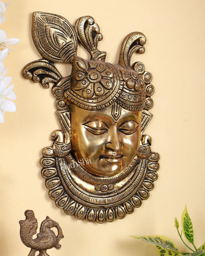 Brass Shrinath Ji Face Wall Hanging – 10 Inch - Budhshiv.com