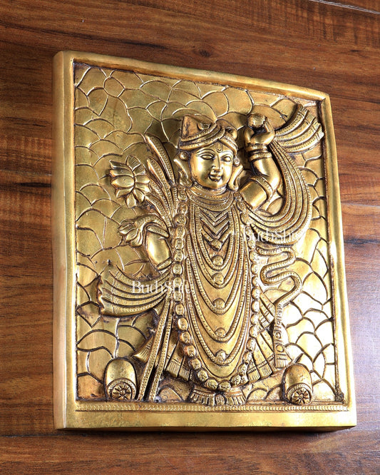 Brass Shrinath Ji Wall Hanging 11 inch - Budhshiv.com