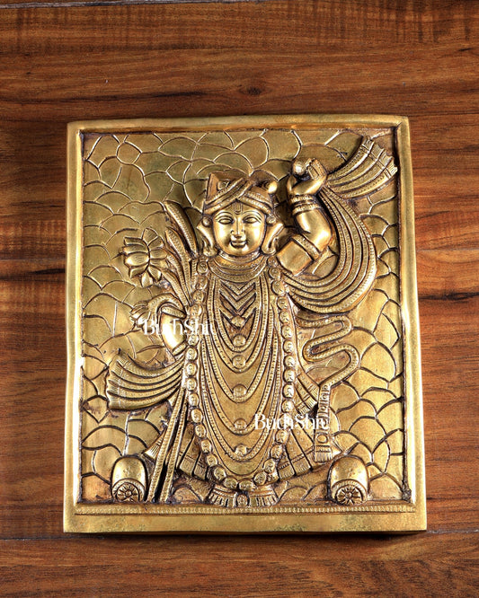 Brass Shrinath Ji Wall Hanging 11 inch - Budhshiv.com