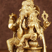 Brass Siddhi Ganesha Utchista Ganapati Murti | Height: 7 inch - Budhshiv.com