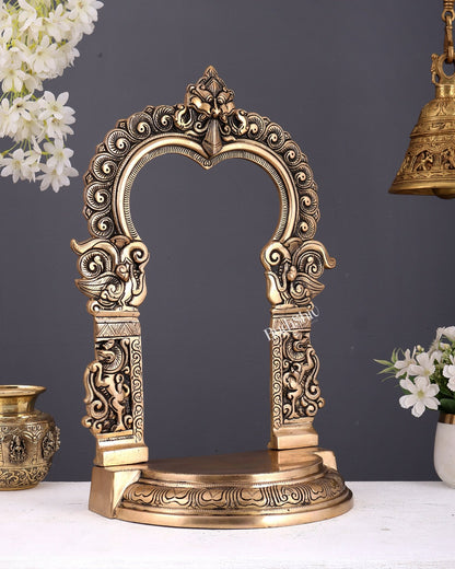 Brass Singhasan with Kirtimukha Prabhavali – Divine Peeta Chowki for God Idols (18 Inches) - Budhshiv.com