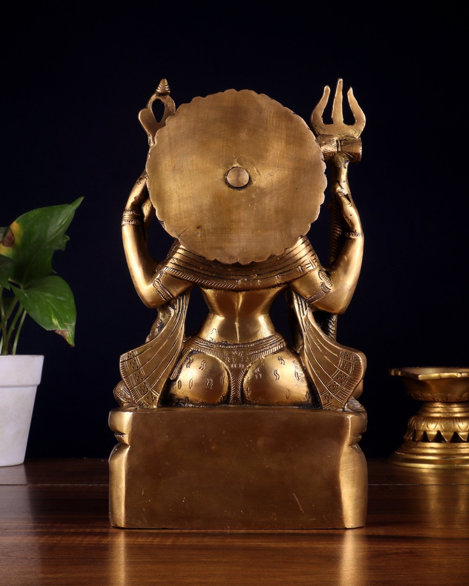 Brass sitting Ardhanarishwara Statue - 9.5 inch - Budhshiv.com