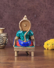 Brass Sitting Lord Hanuman Statue - 6 Inch meenakari - Budhshiv.com