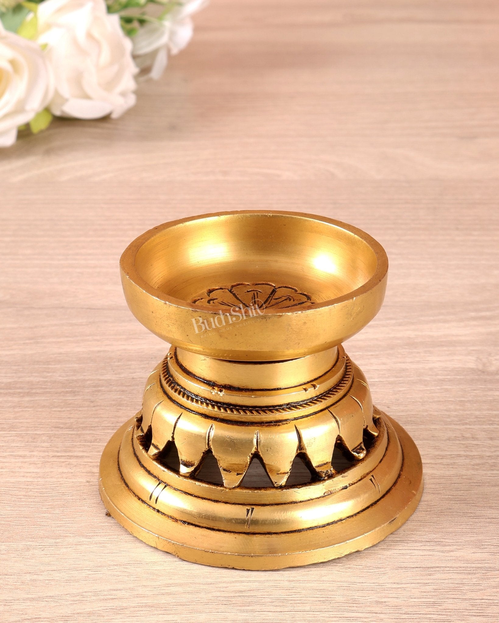 Brass Small Candle Holder – 3 Inch Decorative Table Top Holder - Budhshiv.com