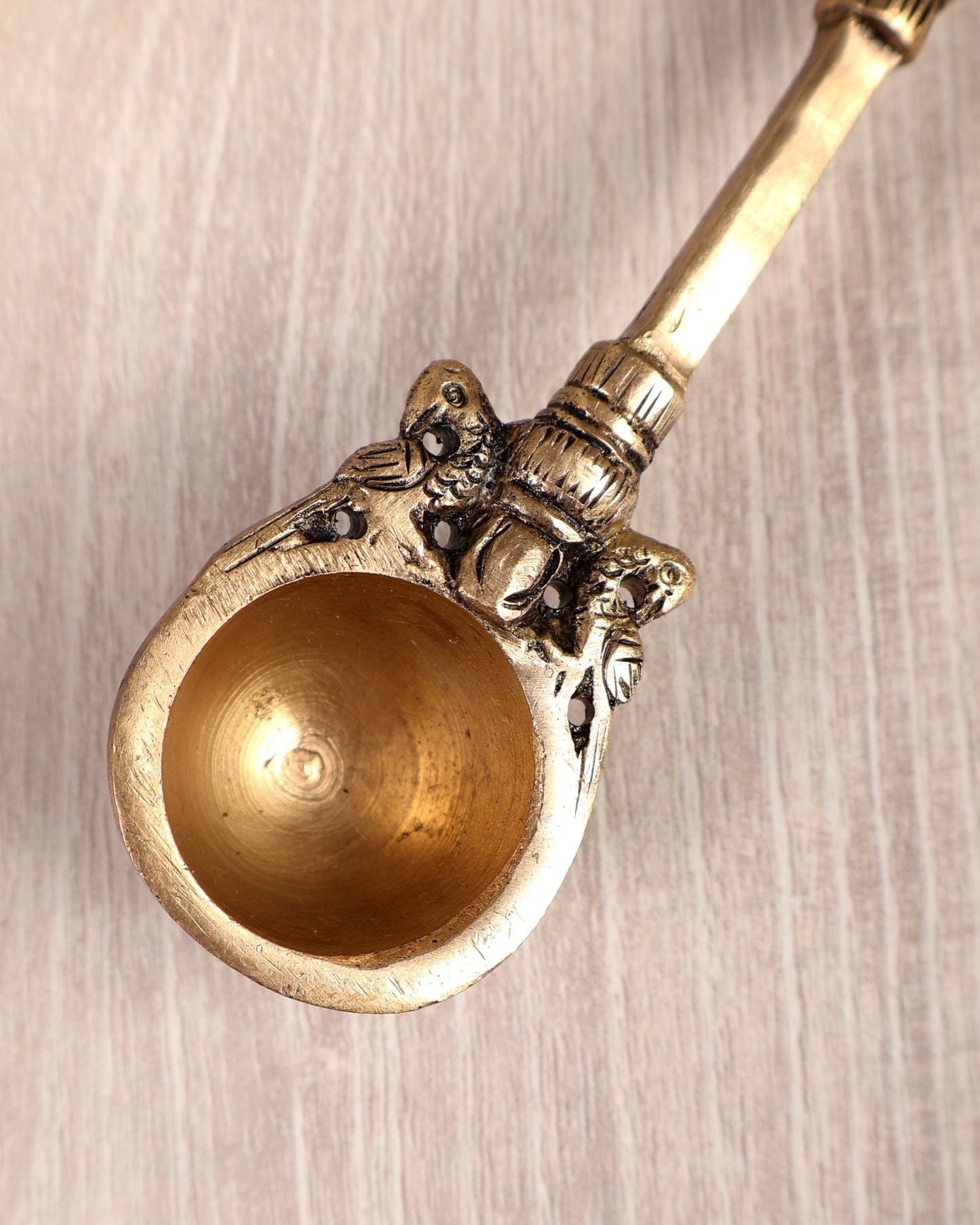 Brass Small Hayagreevar Avatar Hawan Spoon – Sruva Offering Ladle for Yagya (6 Inches) - Budhshiv.com