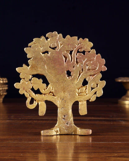 Brass Small Kalpavriksha Tree Miniature Showpiece 4 inch - Budhshiv.com