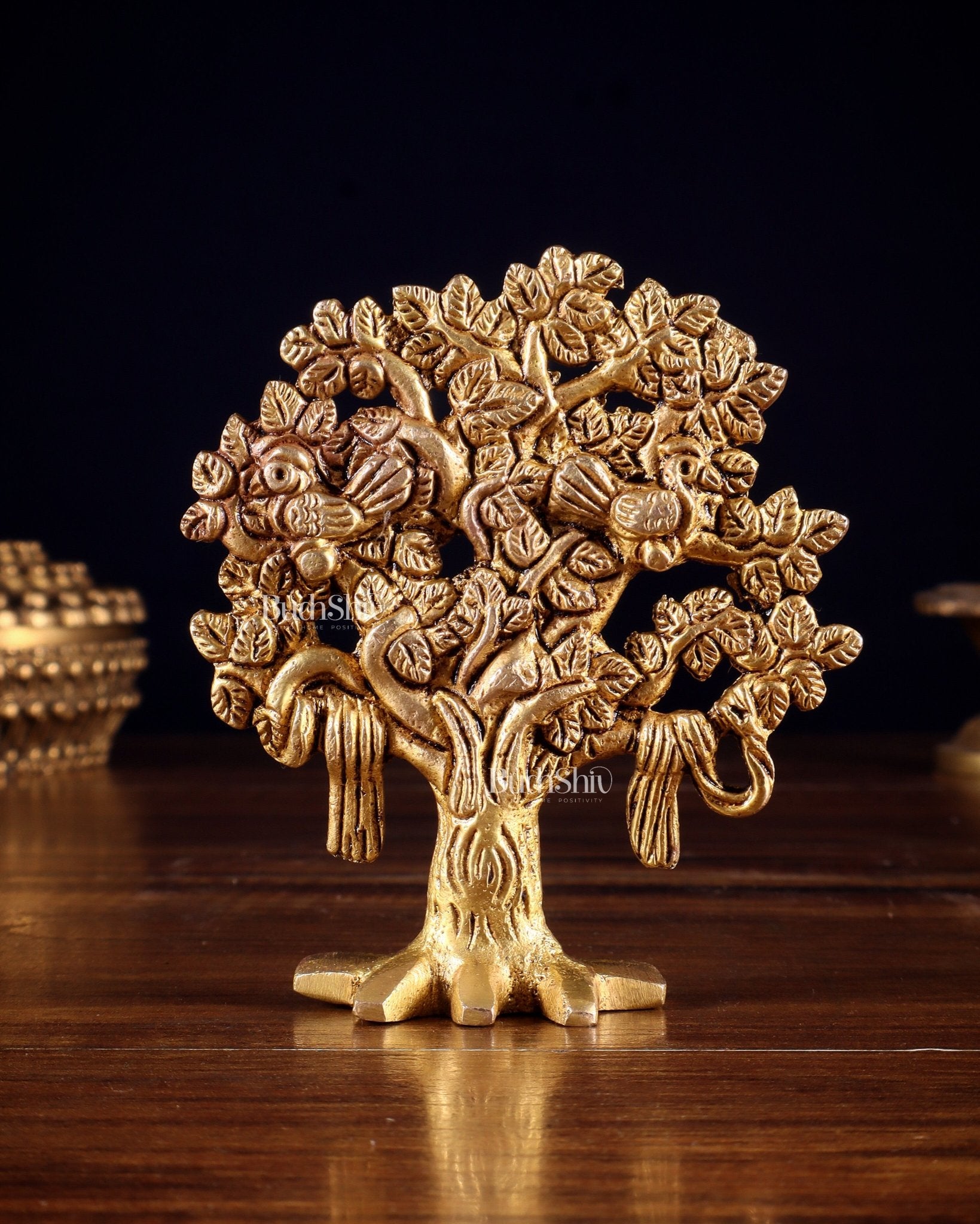 Brass Small Kalpavriksha Tree Miniature Showpiece 4 inch - Budhshiv.com