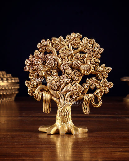 Brass Small Kalpavriksha Tree Miniature Showpiece 4 inch - Budhshiv.com