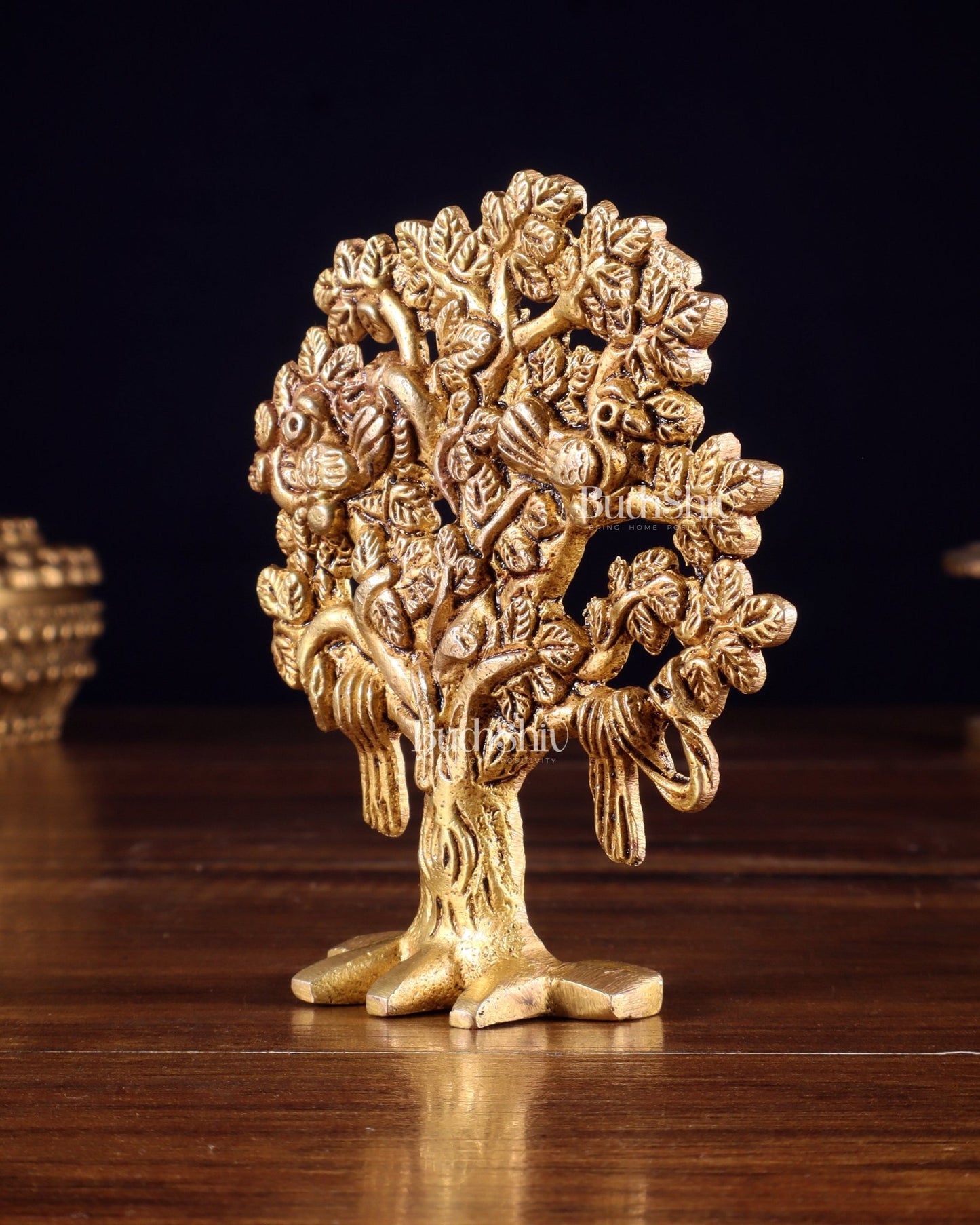 Brass Small Kalpavriksha Tree Miniature Showpiece 4 inch - Budhshiv.com