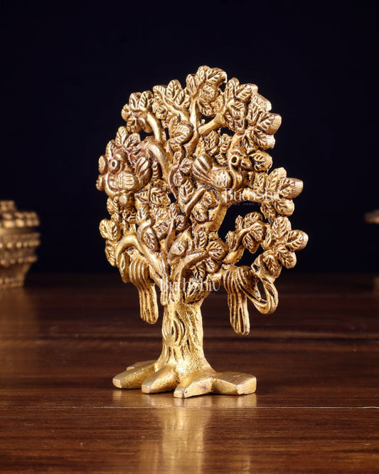 Brass Small Kalpavriksha Tree Miniature Showpiece 4 inch - Budhshiv.com