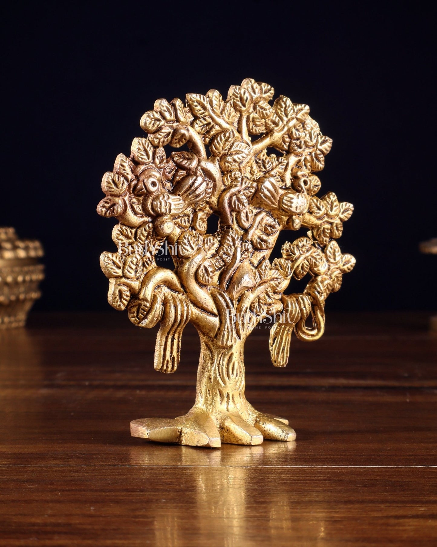 Brass Small Kalpavriksha Tree Miniature Showpiece 4 inch - Budhshiv.com