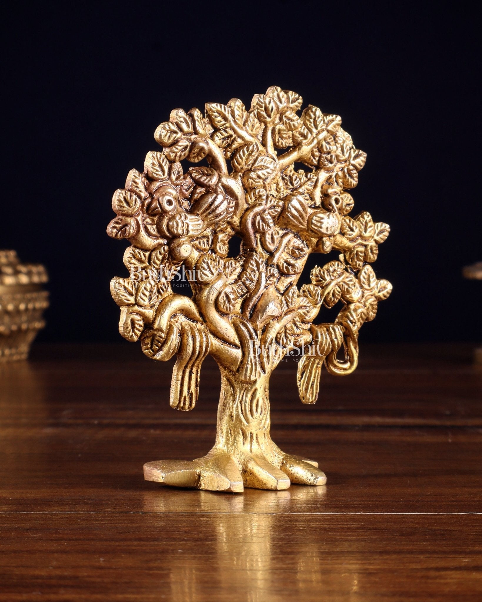Brass Small Kalpavriksha Tree Miniature Showpiece 4 inch - Budhshiv.com