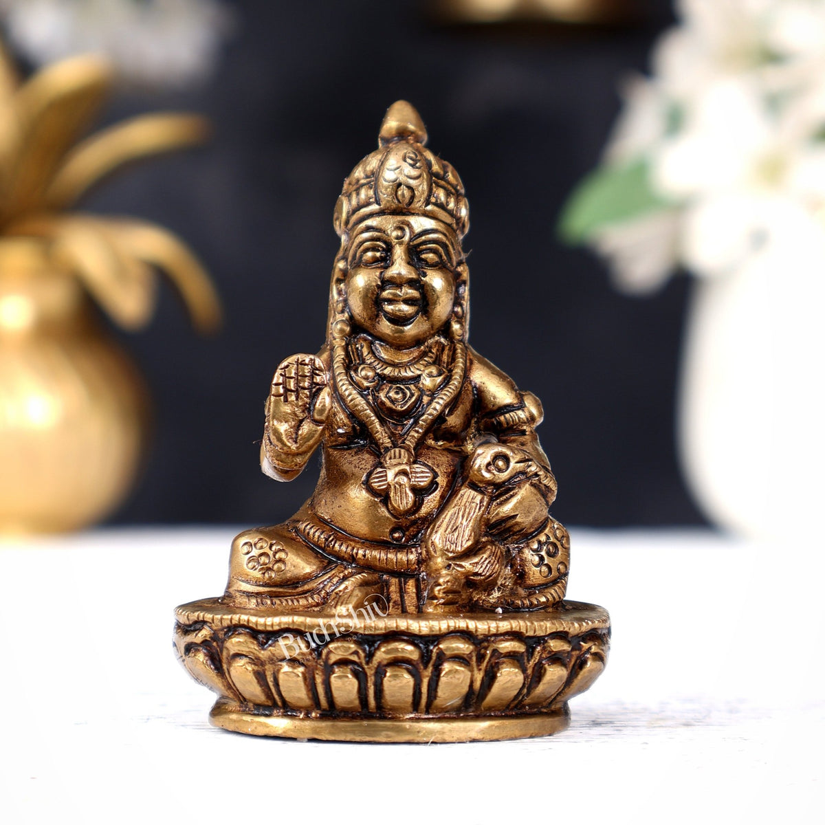 Brass Small Lord Kubera Idol - 3" Height - Budhshiv.com