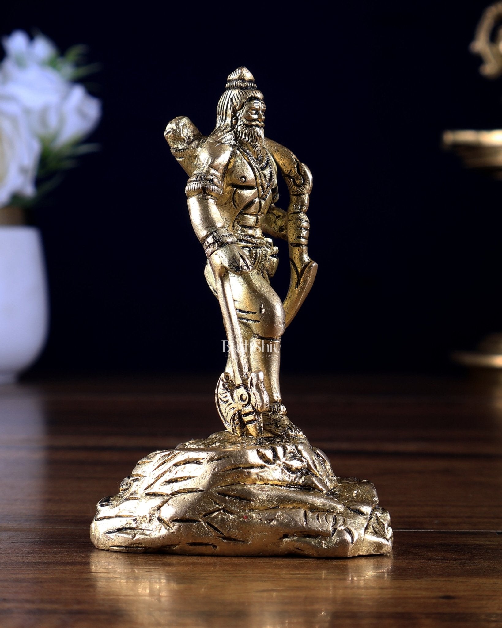Brass Small Parshurama Idol 4 inch - Budhshiv.com
