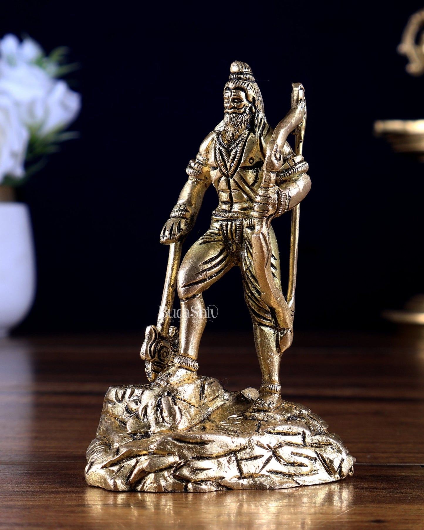 Brass Small Parshurama Idol 4 inch - Budhshiv.com