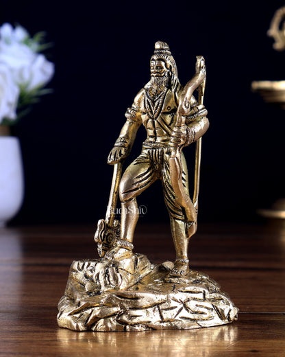 Brass Small Parshurama Idol 4 inch - Budhshiv.com