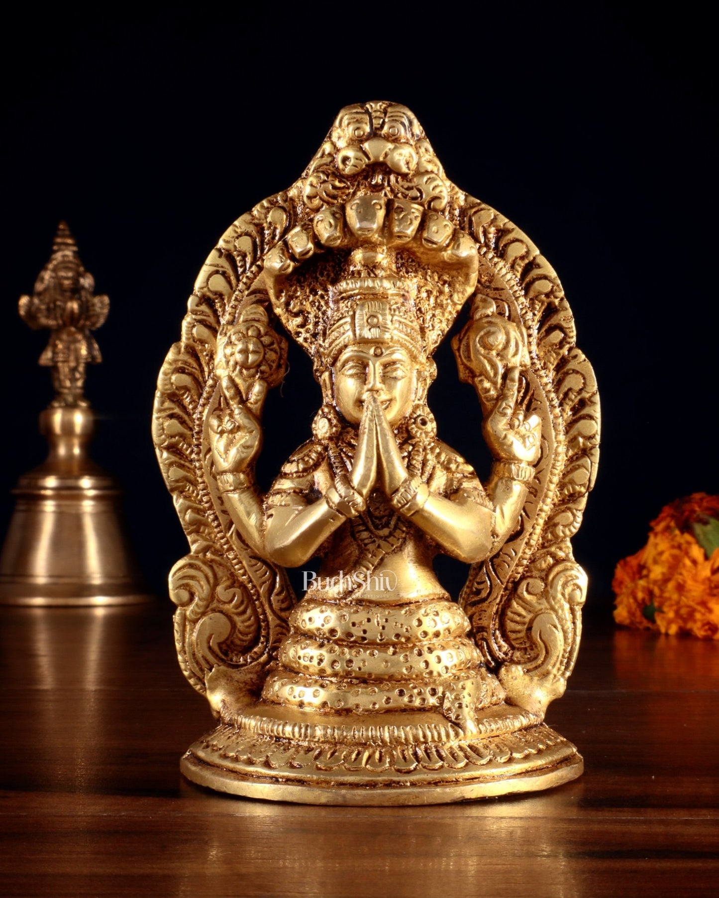 Brass Small Patanjali Statue 5" - Budhshiv.com