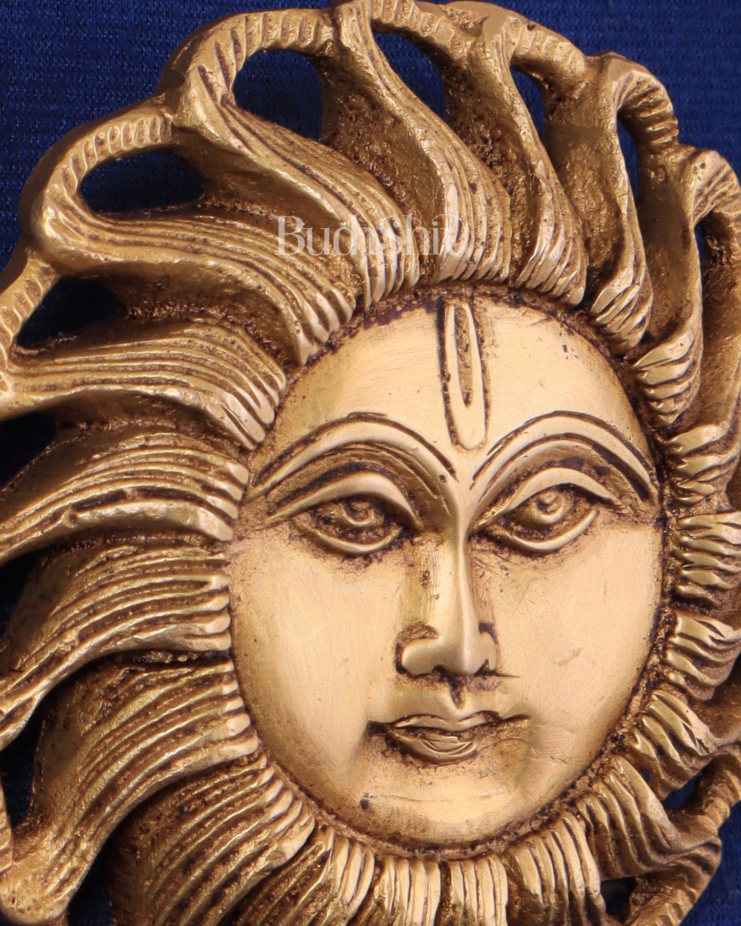 Brass Small Surya Dev Wall Hanging – Compact and Elegant Design 3.5" - Budhshiv.com