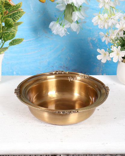 Brass Small Urli Bowl – Lightweight Matte Antique Finish Decorative Urli (9 Inches) - Budhshiv.com