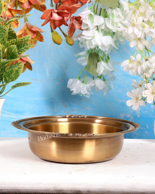 Brass Small Urli Bowl – Lightweight Matte Antique Finish Decorative Urli (9 Inches) - Budhshiv.com