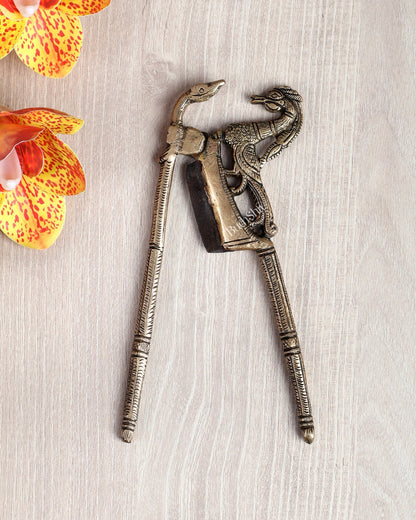 Brass Snake and Dragon Design Nut Cutter – Vintage Handcrafted Betel Nut Cutter 7 Inch - Budhshiv.com