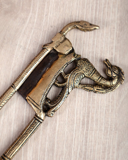 Brass Snake and Dragon Design Nut Cutter – Vintage Handcrafted Betel Nut Cutter 7 Inch - Budhshiv.com