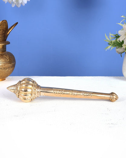 Brass Solid Hanuman Gada – Sacred Mace of Strength & Protection (8 Inches) - Budhshiv.com