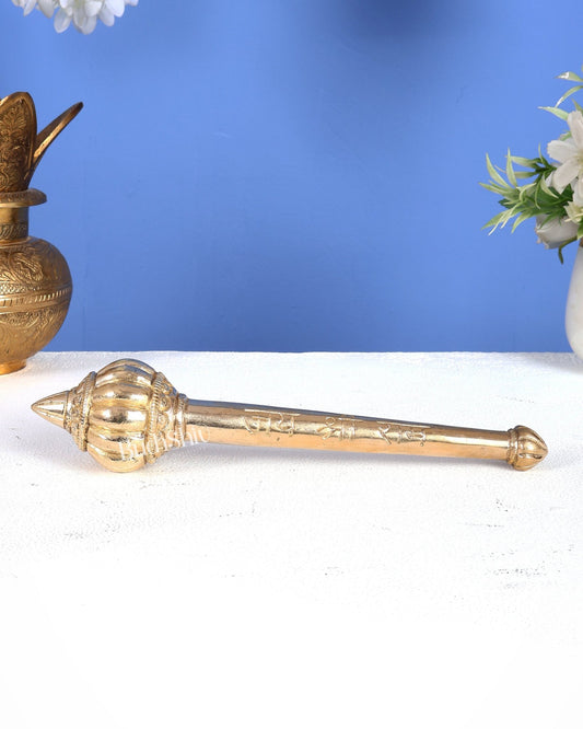 Brass Solid Hanuman Gada – Sacred Mace of Strength & Protection (8 Inches) - Budhshiv.com