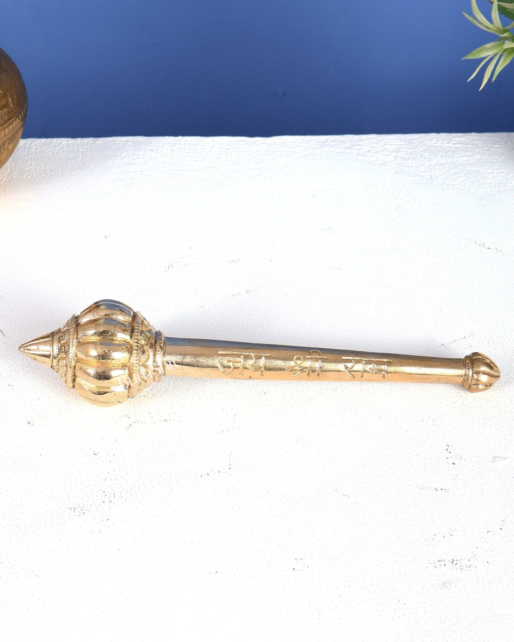 Brass Solid Hanuman Gada – Sacred Mace of Strength & Protection (8 Inches) - Budhshiv.com
