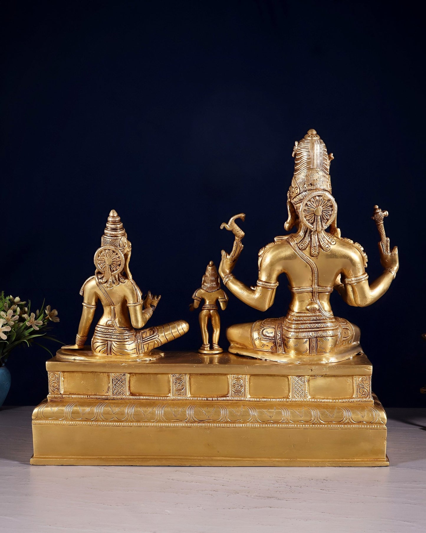 Brass Somaskanda Statue - Lord Shiva, Parvati, Murugan 15 inch - Budhshiv.com