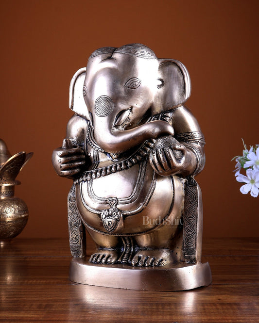 Brass Standing Baby Ganesha Statue 11.5 inch - Budhshiv.com