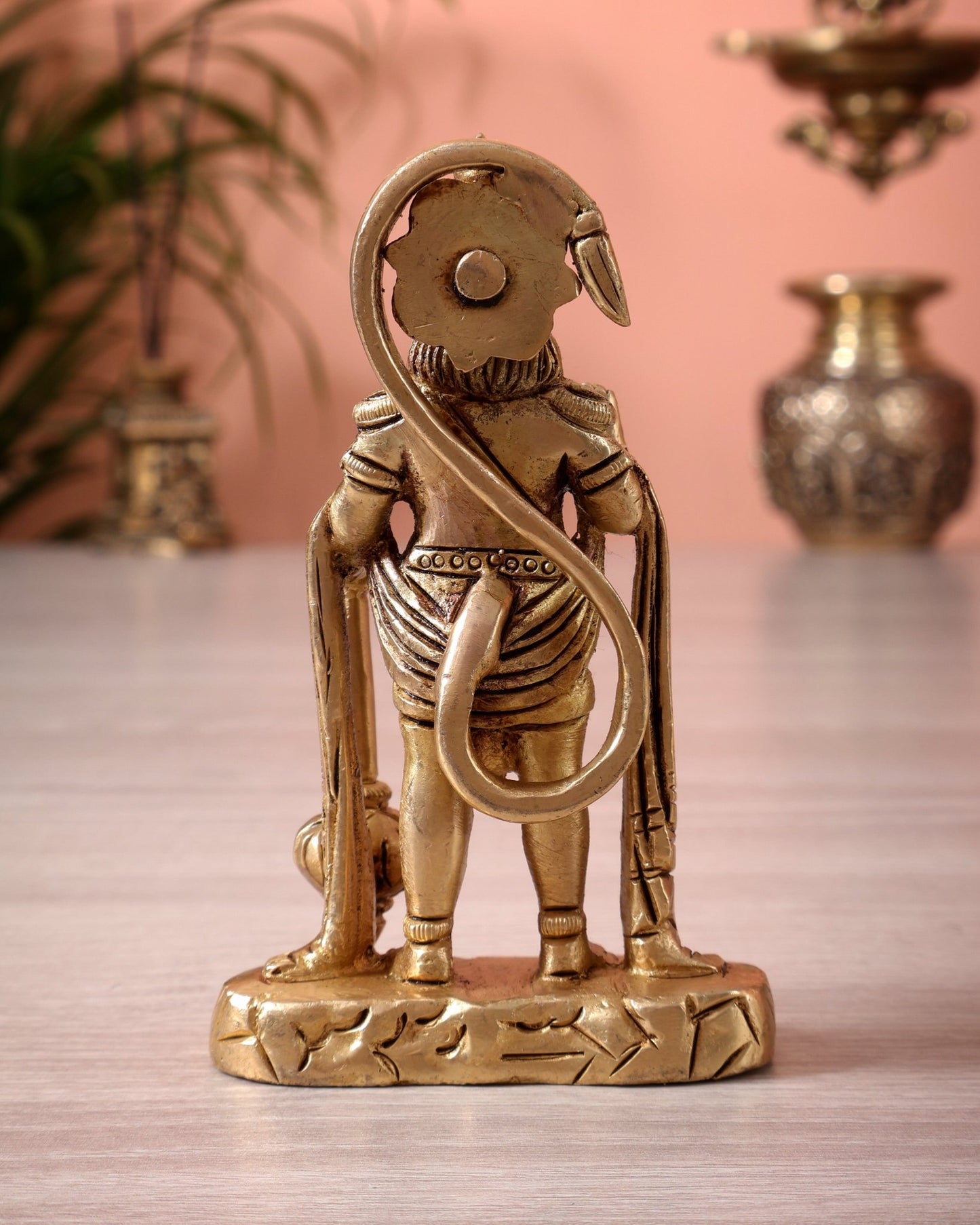 Brass Standing Bahubali Hanuman Miniature Idol (4.5 Inch) - Budhshiv.com
