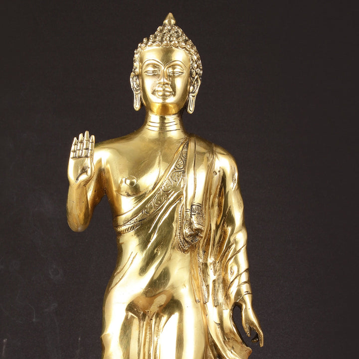 Brass Standing Buddha Statue | 21.5" - Budhshiv.com