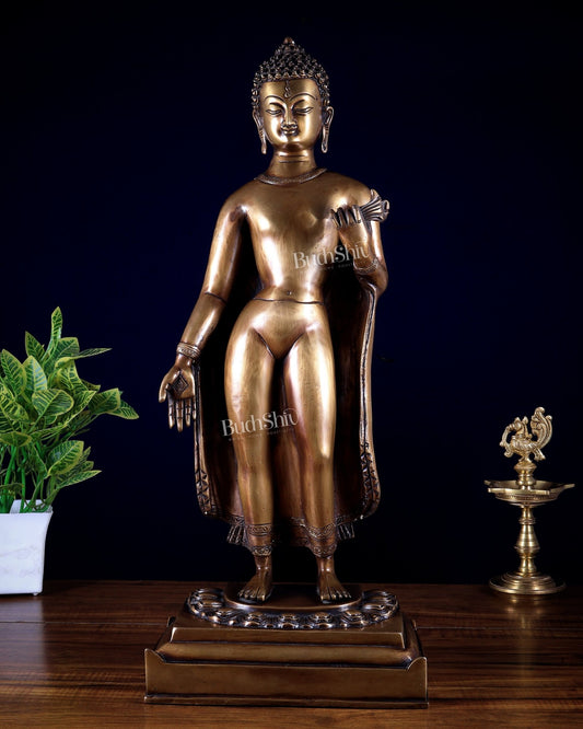 Brass Standing Buddha Statue 22 inch tall - Budhshiv.com