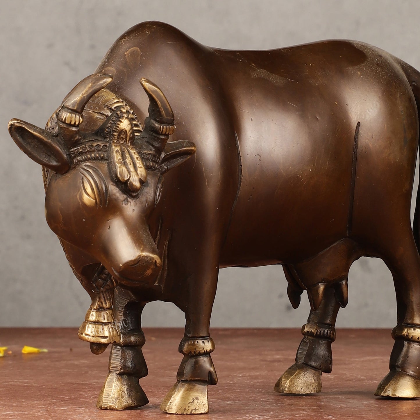 Brass Standing Cow Idol - 5.5 inch - Budhshiv.com