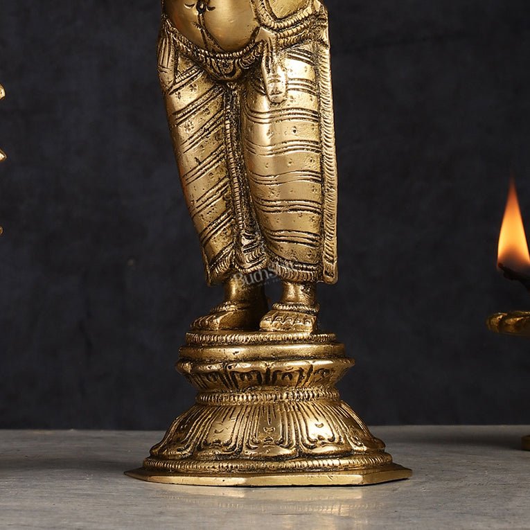 Brass Standing Ganesh Lakshmi Idol Set 10" - Budhshiv.com