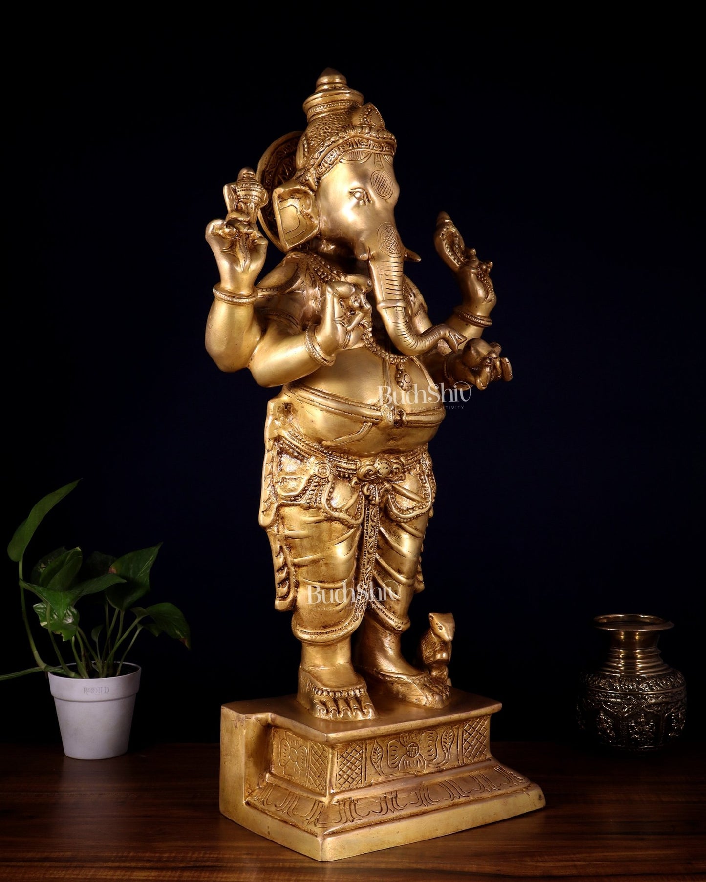 Brass Standing Ganesha Darshana Murthy – 27 Inch - Budhshiv.com