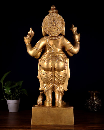 Brass Standing Ganesha Darshana Murthy – 27 Inch - Budhshiv.com